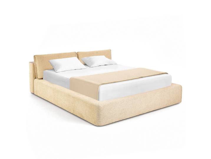 Polsterbett 140 x 200cm Chenille Roselia Beige/Creme Kein Bettkasten