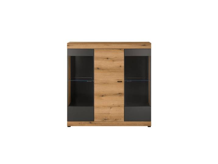 Mid.you Highboard, Graphit, Eiche, Kunststoff, 7 Fächer, 140x141x35 cm, Typenauswahl, stehend, Wohnzimmer, Kommoden & Sideboards, Highboards
