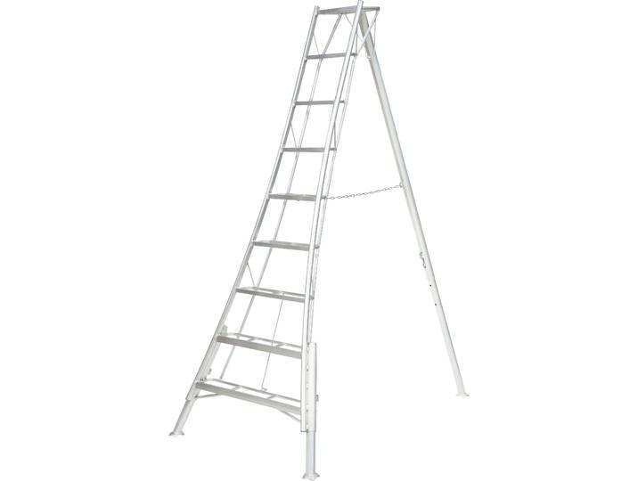 Vielzweckleiter NIWAKI, silberfarben, B:127cm H:270cm L:210cm, Aluminium, Leitern, Vielzweckleiter, Gartenleiter, gleicht Unebenheiten im Gelände aus