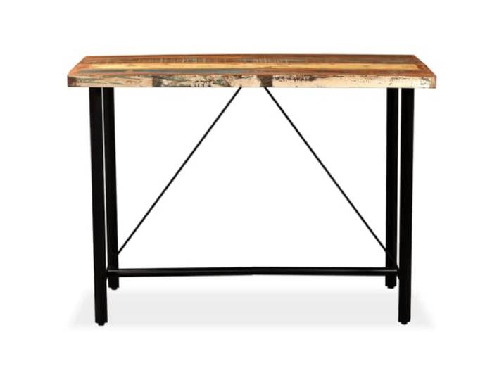 HBBMGYD Bartisch aus Massivholz, 150 x 70 x 107 cm Teakholz, Mango, Akazie, Stahlgestell, Industriestil, Esszimmer, Küche, einfache Montage