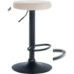 Décoshop26 - Barhocker x1 schlichtes Design höhenverstellbar cremefarbener Samtbezug schwarze Metallbeine 10_0005351 10_0005351