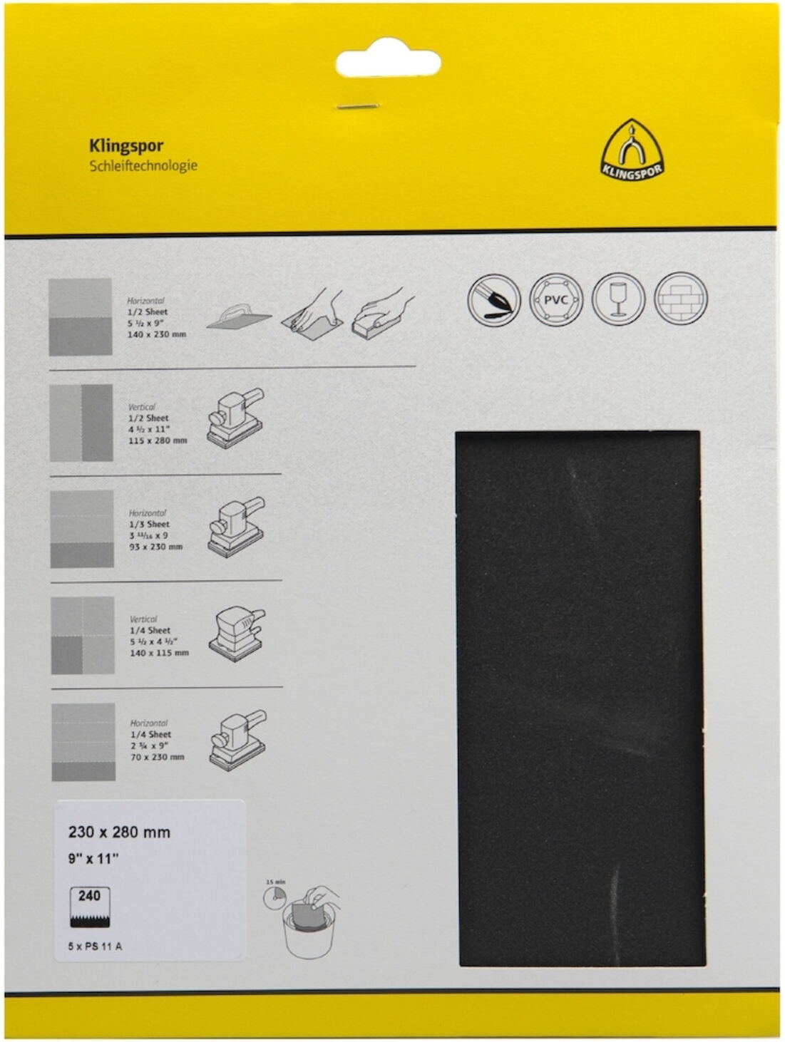 Klingspor Schleifpapier PS11A K 240 230x280mm 5Stck. (241790)