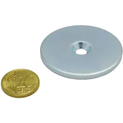 3 Metallscheibe mit Bohrung und Senkung 45 mm, Edelstahl, silber
