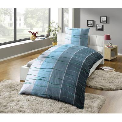 Bettwäsche KINZLER "Bedruckte Poly-Cotton Bettwäsche "Ocean", bunt, B/L: 155cm x 220cm, 1 Stk., 1 Stk., Polycotton, B/L: 80cm x 80cm, 2 Stk., Polycotton, Obermaterial: 50% Baumwolle, 50% Polyester, Bettwäsche, Bettwäsche, pflegeleicht