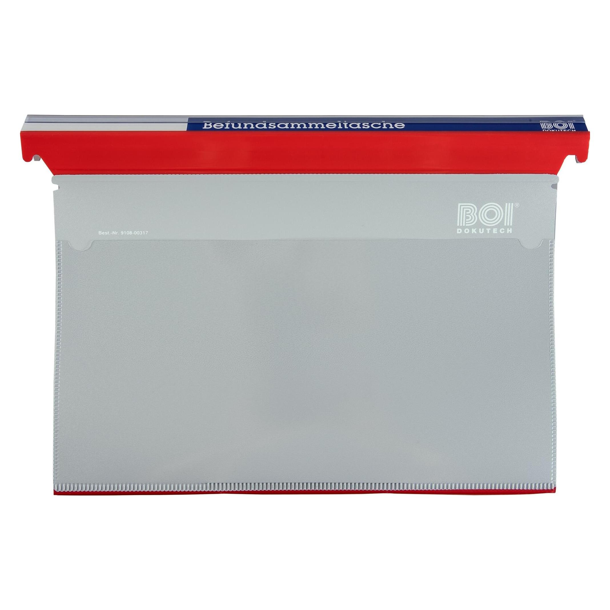 Boi Dokutech Befundmappe OP DBMK 0-B.2, Bügelmechanik, Kopfleiste rot, rote Planenfolie (A4, 10x) (9108-00317)