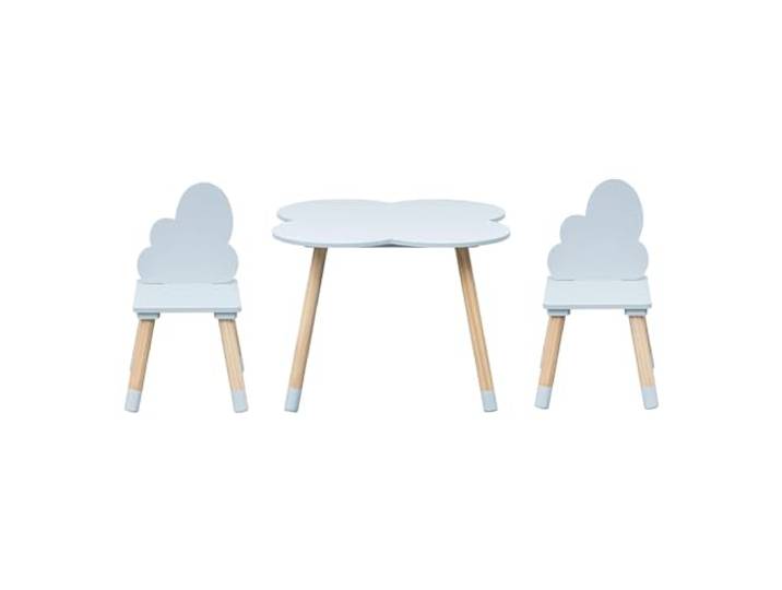 Rebecca Mobili RE7141 Set Tisch und Stühle für Kinder, Stühle und Tisch für Kinderzimmer, blau himmelbraun, Kiefer-MDF, für Spielzimmer, Kindertagesstätte - Abmessungen: 44 x 60 x 60 cm / 50 x 25 x 25