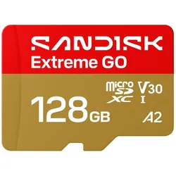 Sandisk Extreme Go (128 GB, microSDXC, U3, UHS-I), Speicherkarte, Gold, Rot