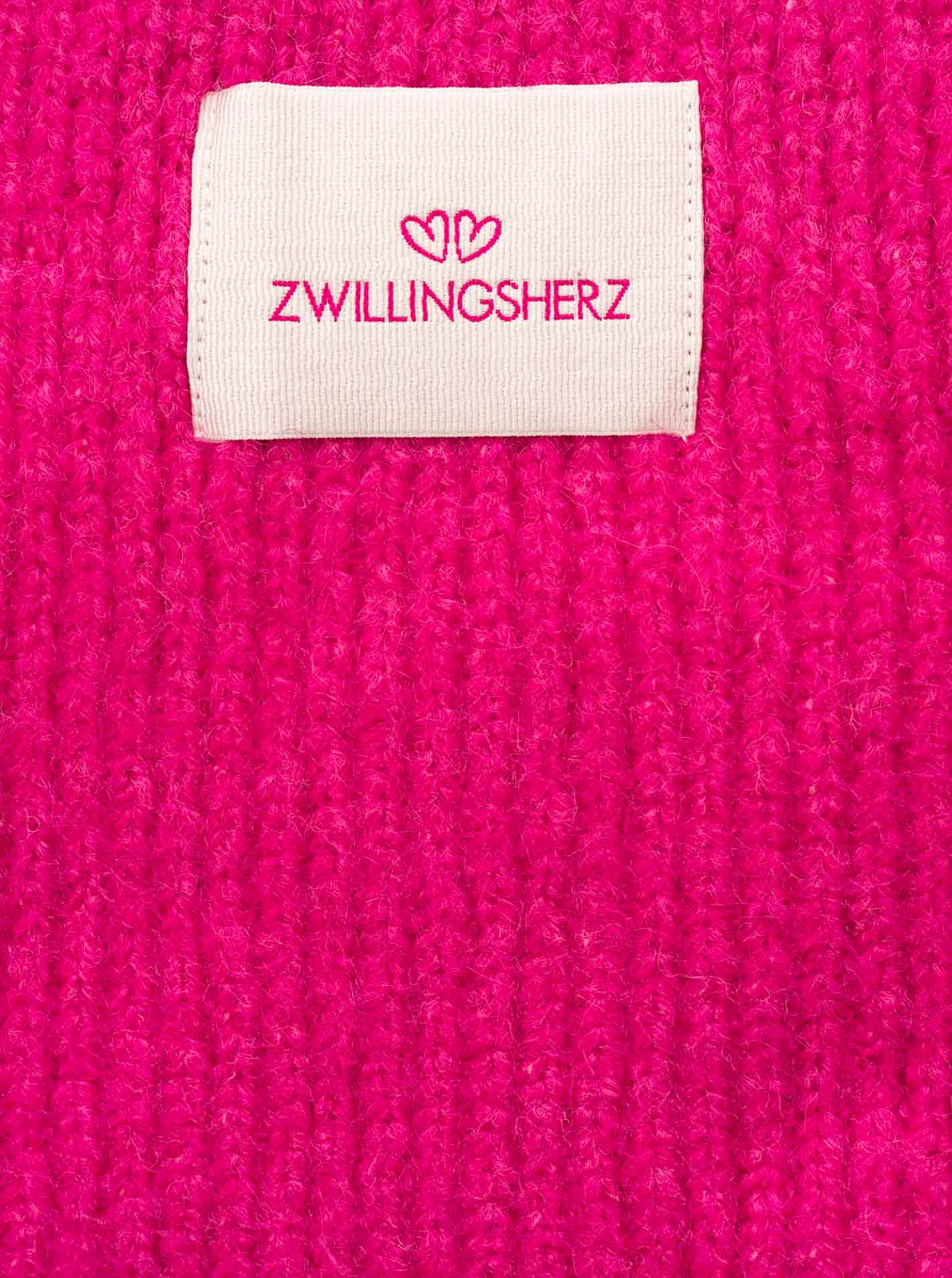 Strickschal ZWILLINGSHERZ "Zwillingsherz Patch", Damen, pink, Strick, Materialmix, unifarben, Modetücher Strickschal, gerippt, mit Wolle und Patch pink Einheitsgröße