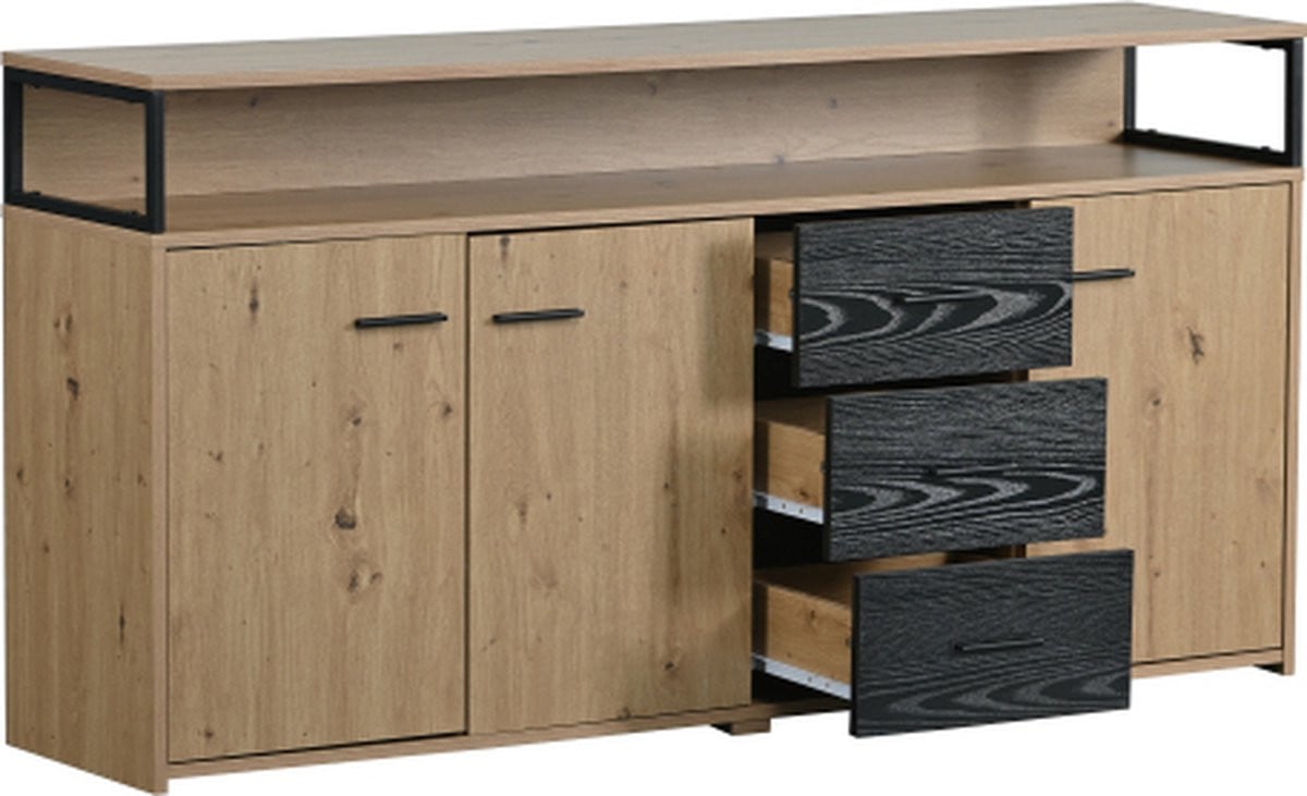 Multifunctionele Keukenkast Dressoir en Highboard met Deuren en Laden in Bruin
