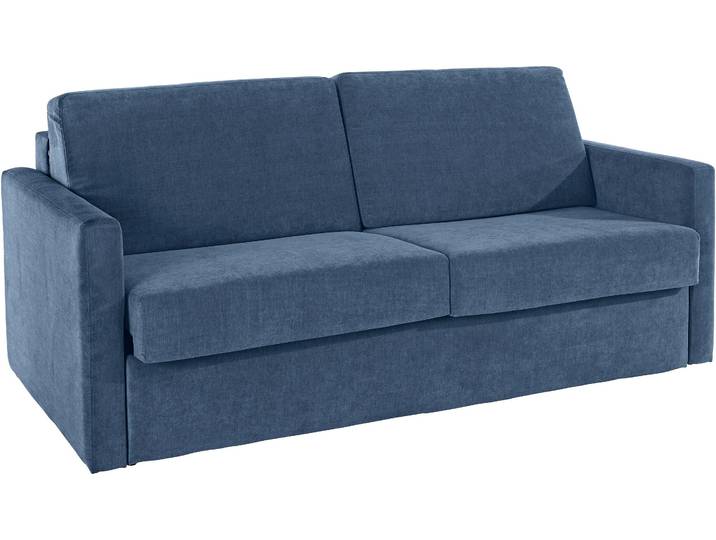 Schlafsofa GOODPRODUCT GOLDPOINT 182cm, Dauerschläfer, Liegefläche 140/200 cm , blau, B:182cm H:85cm T:100cm, Samtoptik (100% Polyester);Struktur (100% Polyester), Sofas, Schlafsofa, 3-Sitzer mit Dauerschläfer-Funktion, Bonell-Federkernmatratze