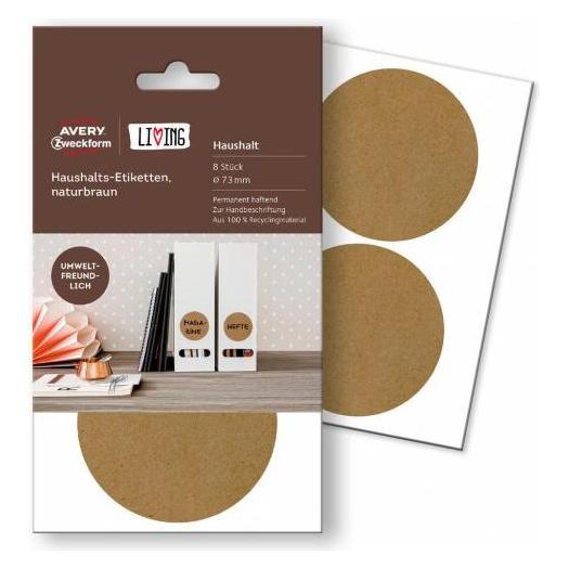 Magni AVERY Zweckform 62011 Living Haushaltsetiketten (Durchmesser, 73 mm) naturbraun (62011)