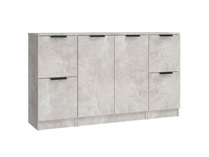 KGFHERENB Sideboard 3er Set Betongrau Kommode aus Holzwerkstoff Dreiteiliges Schrank Set in Betongrau für Wohnzimmer und Flur, bietet viel Stauraum und robuste Stellflächen.