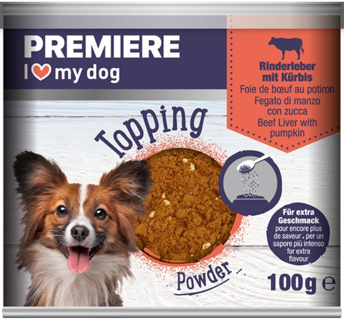 Premiere Dog Topping Powder 100G FEGATO DI MANZO CON ZUCCA