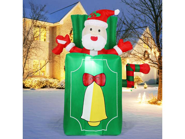 Boîte de décoration de noël, père noël peut soulever vers le haut et vers le bas, modèle gonflable lumineux, décoration de fête de noël, jouets d'extérieur