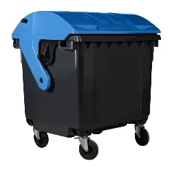 Hardwex Müllcontainer 1100 l Schwarz mit blauem Runddeckel