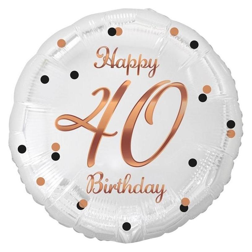 GoDan Happy 40 Birthday Folienballon, weiss, 45 cm (1x) (41928466)