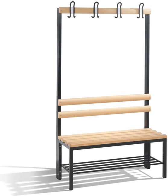 Banc d'armoire C+P Basic avec support à chaussures, H1650xL1000xP403mm, gris noir/hêtre ; C + P Möbelsysteme (8050-110 S10001)