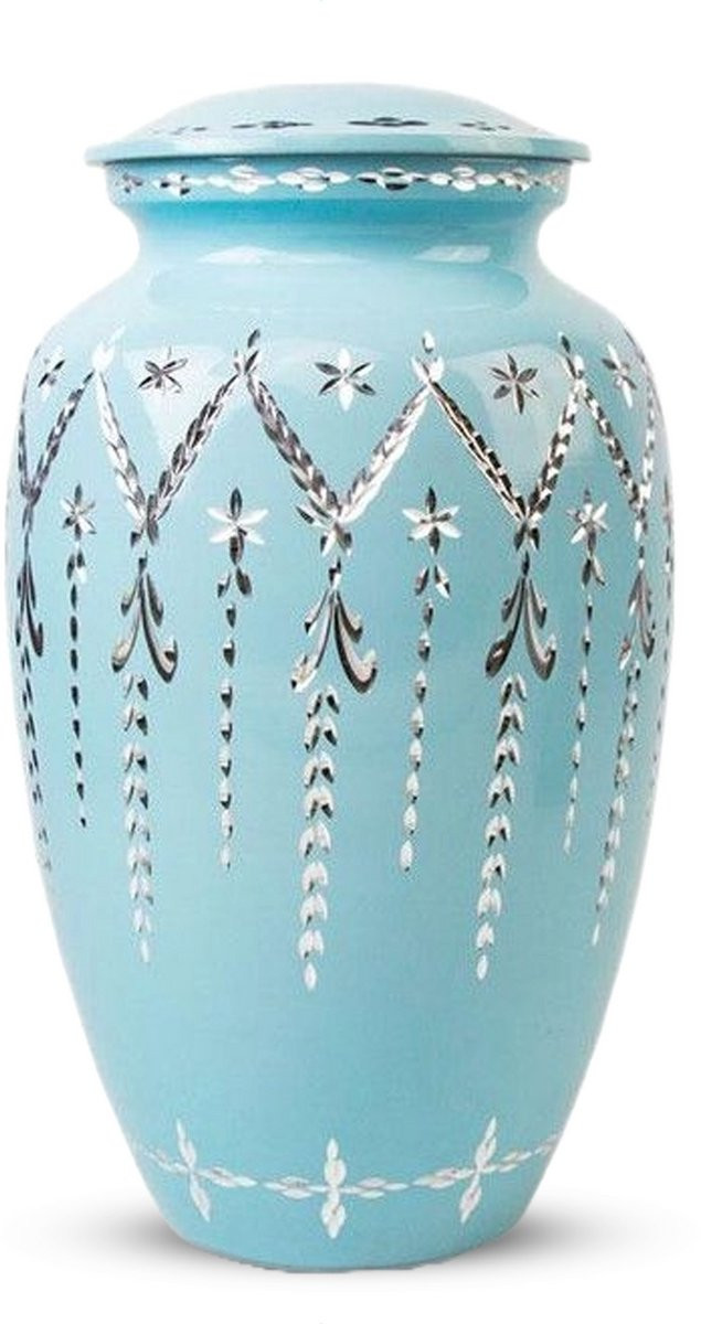 XXL As Urn Silver Blue - 3,5 Liter - Voor Huisdieren of Menselijk As