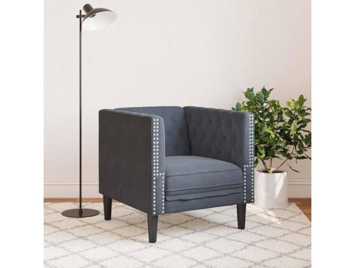 KTHLBRH Sofa dunkelgrau 74,5 x 71 x 70,5 cm Samt Schaumstoffpolsterung, Knopfbezug, Rückenlehne bearbeitet, einfache Montage