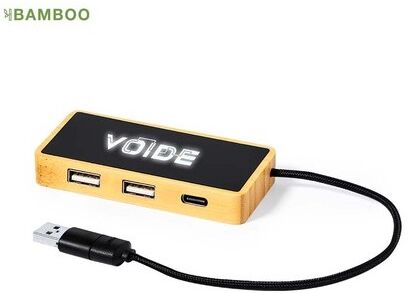 Hub en Bambou Personnalisable avec Port USB - Ginger bambou
