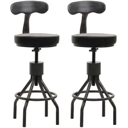 Mendler 2er-Set Barhocker HWC-N22, Barstuhl, höhenverstellbar drehbar Fußablage, Industrial Stahl Kunstleder ~ schwarz