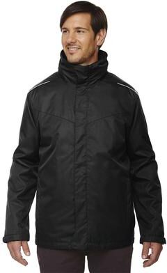 CORE365 88205T Men's Tall Region 3-in-1 Jacket with Fleece Liner in Black size XL/Tall