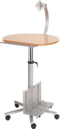 Maul Monitor-Pult Silber 9317070 Farbe der Tischplatte: Buche höhenverstellbar, rollbar, Monitor-Halterung, PC-Halterung, Tastaturablage (ausziehbar