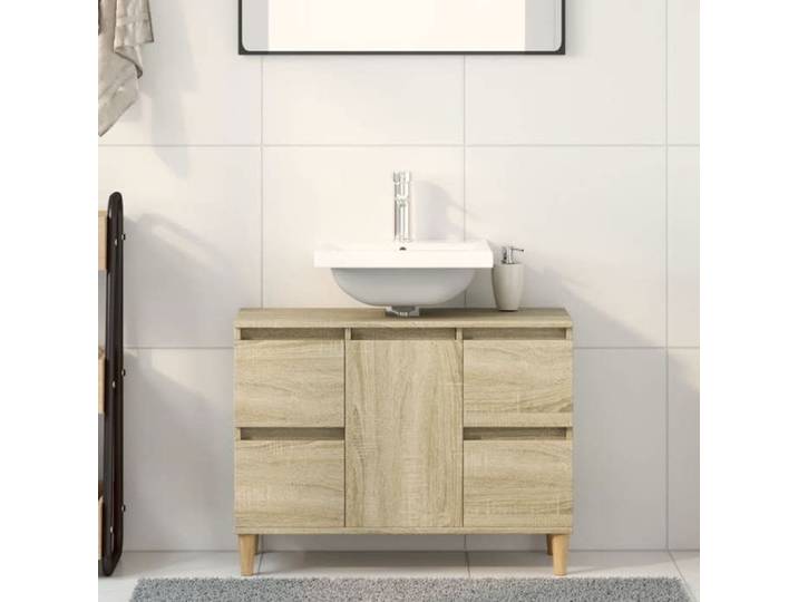 SALE 2025 Meuble bas sous évier - Meuble d'évier - Chêne sonoma - 80x33x60 cm - bois d'ingénierie 24 2 Kg 1143