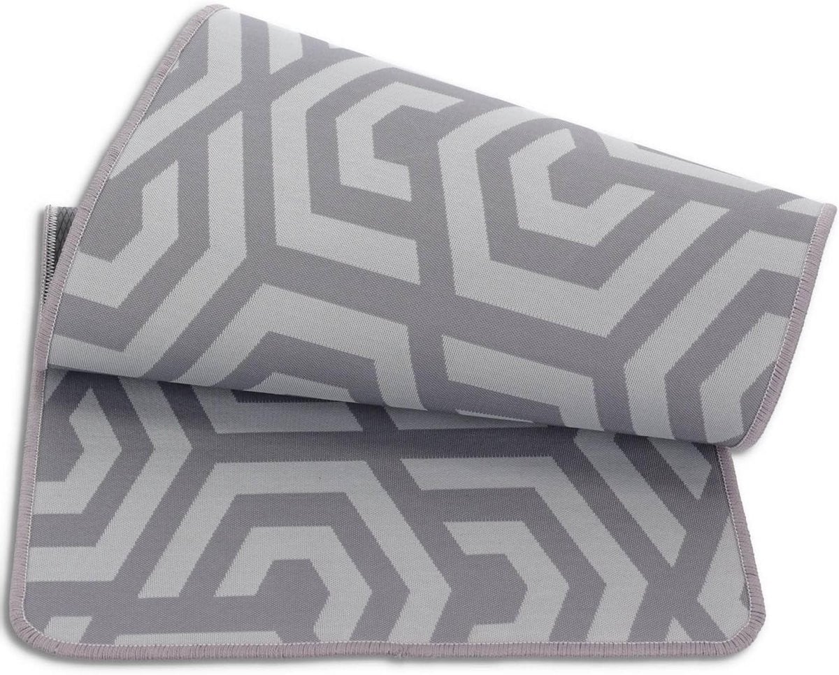 Grijs Geometrisch Keukentapijt met Antislip - Modern Vloerkleed voor Keuken en Hal