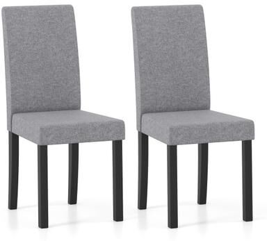 Costway Set of 2 Dining Chair Mid-Century Modern Fabric Upholstered Parson Chairs-Light Gray