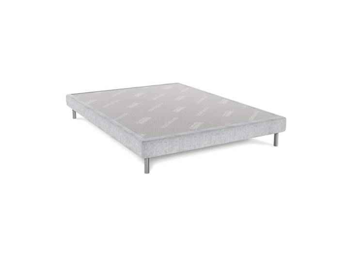 Sommier déco gris perle DUNLOPILLO 15cm pieds inclus 140x200