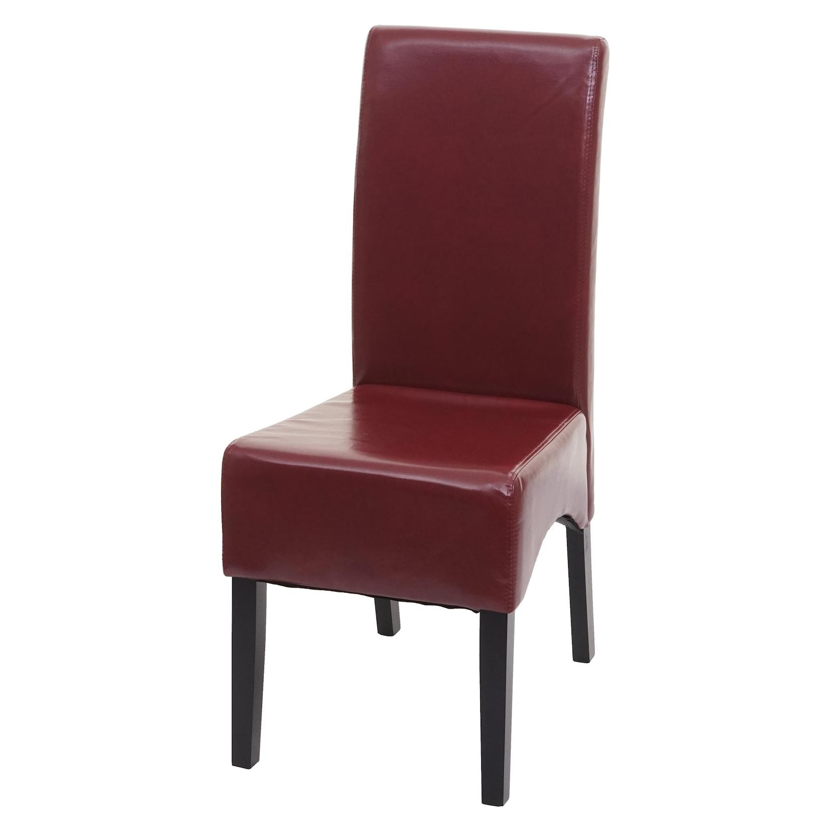Esszimmerstuhl Crotone, Küchenstuhl Stuhl, Leder ~ rot, dunkle Beine