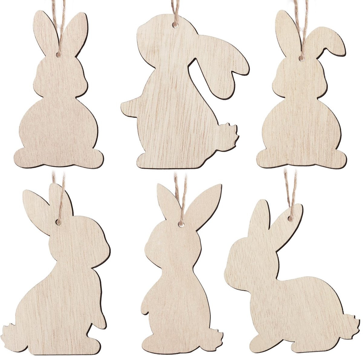 Set van 12 houten Pasenornamenten