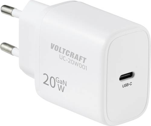 VOLTCRAFT UC-20W001 USB Ladegerät 20W 1x USB-C Fast Charge, USB PD 3.0 Weiß GaN