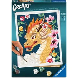 Ravensburger CreArt, Malen nach Zahlen Adults Trend - Feuerdrache Flora