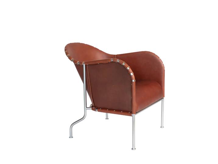 Källemo Bruno Sessel Leder braun vintage-chrome