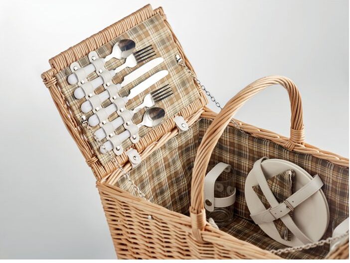 Panier pique-nique personnalisable en osier 4 places MIMBRE PLUS Bois