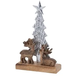 Amagohome Dekofigur Weihnachtsbaum mit Hirschen 20x31cm Masterbox 8-teilig Weihnachtsdeko Aluminium