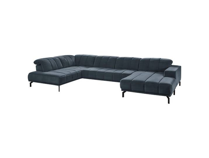 Beldomo Style Wohnlandschaft, Blau, Grau, Metall, 5-Sitzer, U-Form, 383x219 cm, Goldenes M, Typenauswahl, Fußauswahl, Stoffauswahl, seitenverkehrt erhältlich, Hocker erhältlich, Wohnzimmer, Sofas & Couches, Wohnlandschaften, Wohnlandschaft U-Form
