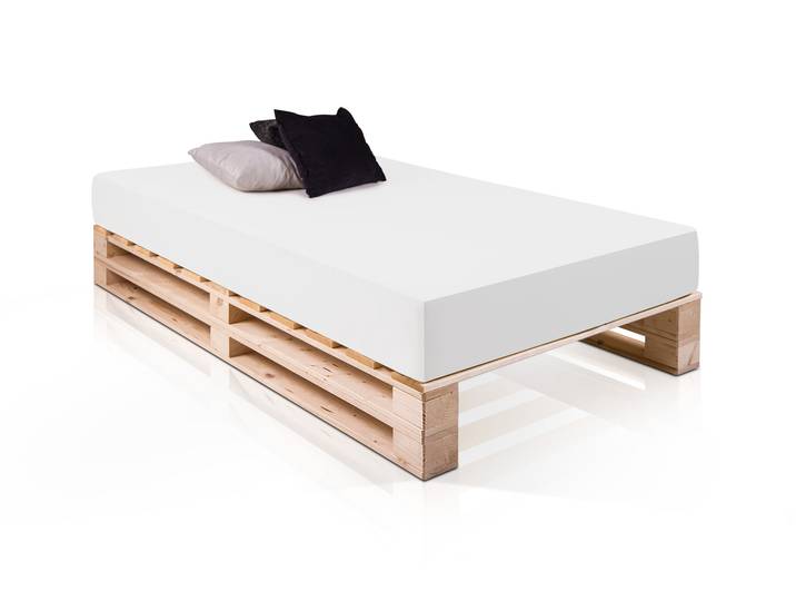 PALETTI DUO Massivholzbett / Palettenbett, 120 x 200 cm