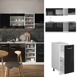 Vicco Küchenzeile R-Line Solid Weiß Schwarz 240 cm Arbeitsplatte modern Küchenschränke Küchenmöbel