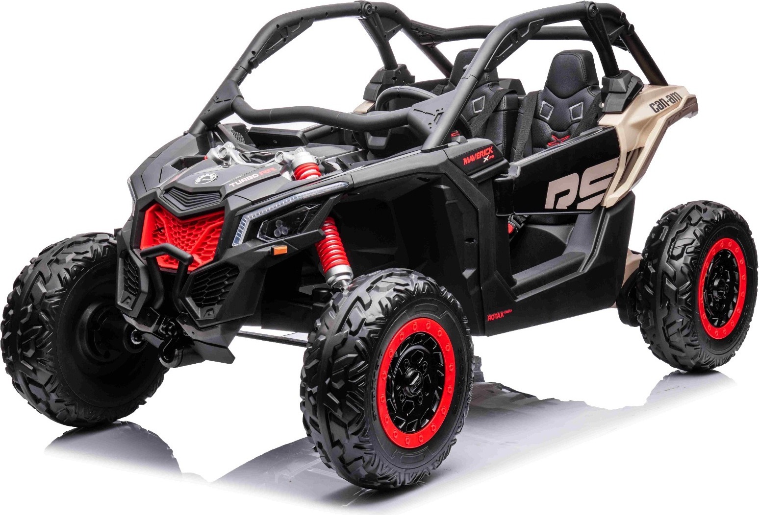 Elektroauto für Kinder UTV Can-Am Maverick 24V in Schwarz - 2-Sitzer, Lizenziert, Öffnende Türen, EVA-Räder