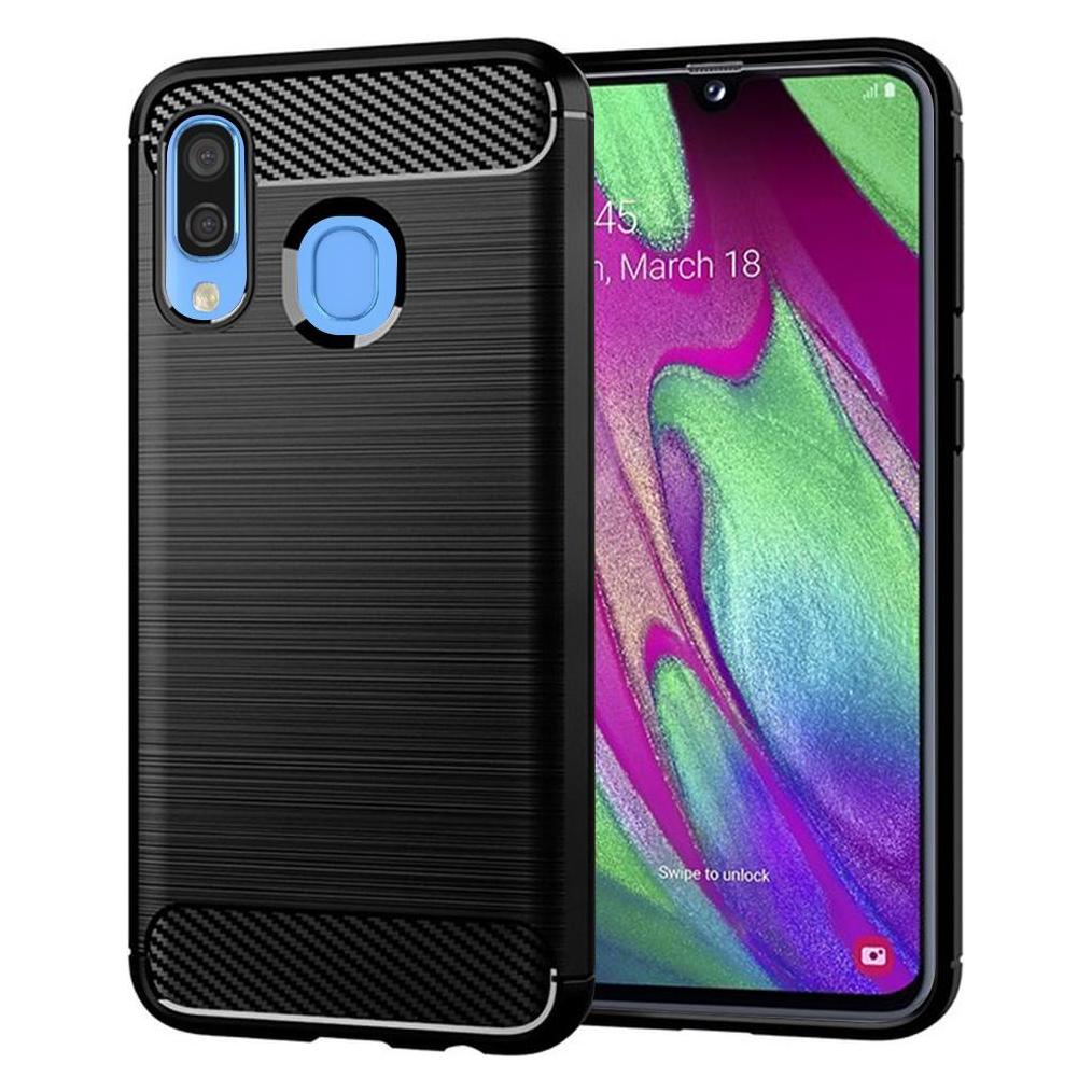 Techsuit - Carbon Silicone - Samsung Galaxy A40 - Black (Samsung Galaxy A40) (56337211)
