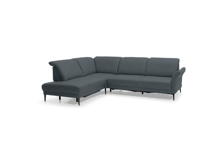 Musterring MR 1350 Ecksofa in Leder inkl. Kopfteilverstellung und optionalen Funktionen - Echtleder Aurelia steel - ohne Komfort-Funktionsset - links manuelle Armteilverstellung, automatische Fußteilverstellung, automatische Sitztiefenverstellung, manuelle Kopfteilverstellung, manuelle Sitztiefenverstellung Modern, Zeitlos