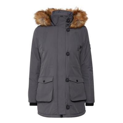 Kurzmantel OXMO "Kurzmantel OXActa", Damen, Gr. XS, grau (iron gate), Obermaterial: 100% Nylon NY., Mäntel Kurzmantel
