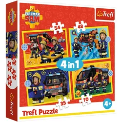 Puzzle – 4-in-1 (35, 48, 54, 70) – Feuerwehrmann im Einsatz – Fireman Sam – Trefl 34348