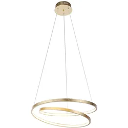 LED-Pendelleuchte gold geschwungener Leuchtring, Dimmfunktion, modern