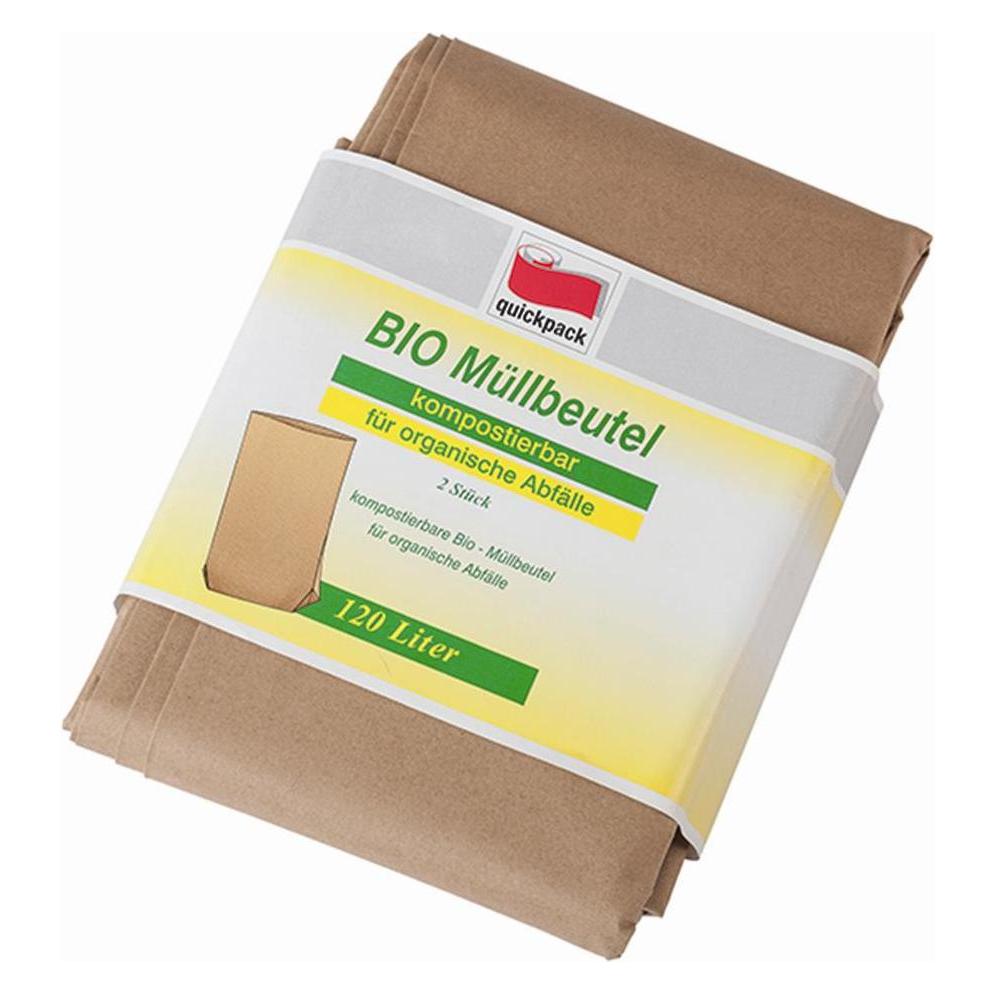 Quickpack Bio-Müllsäcke braun 120 l, 2 Stück 64 x 18 x 80 cm (2x, 120 l) (078537)
