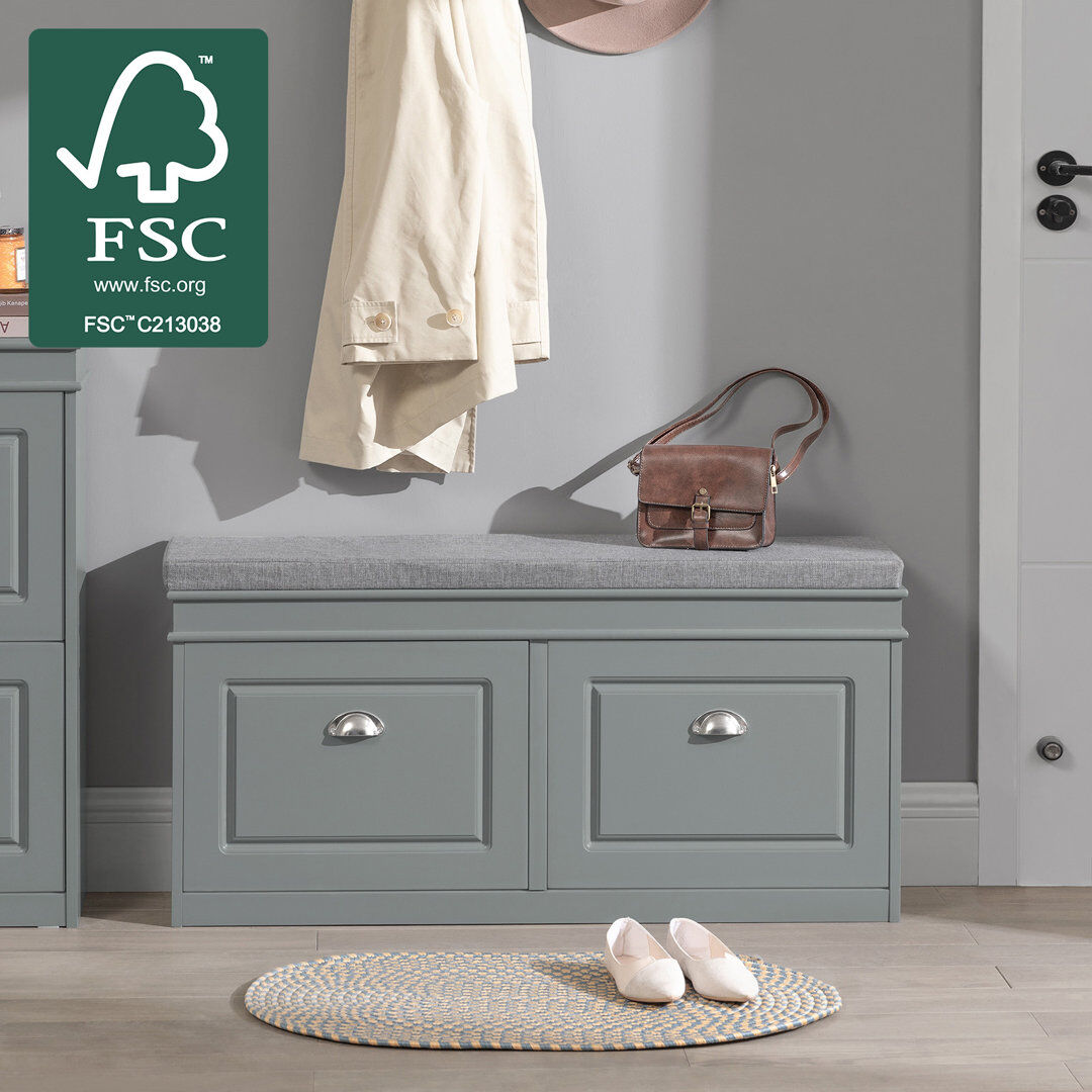 Marlow Home Co. Moriah 8 Pair Shoe Storage Bench Grey 8