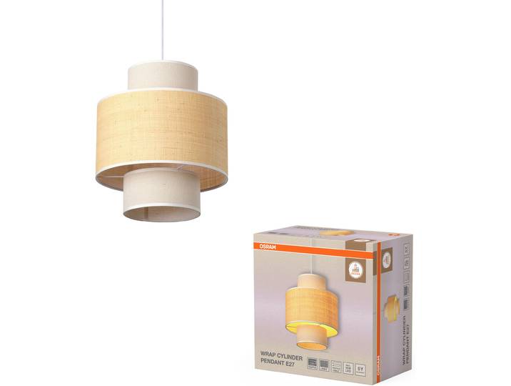 OSRAM Pendelleuchte Decor Wrap , beige (beige, zylinderform), Ø 35cm, 1 Stk., Leuchten, Fassung E27, Bast und Leinen und Stahl, Pendelleuchte